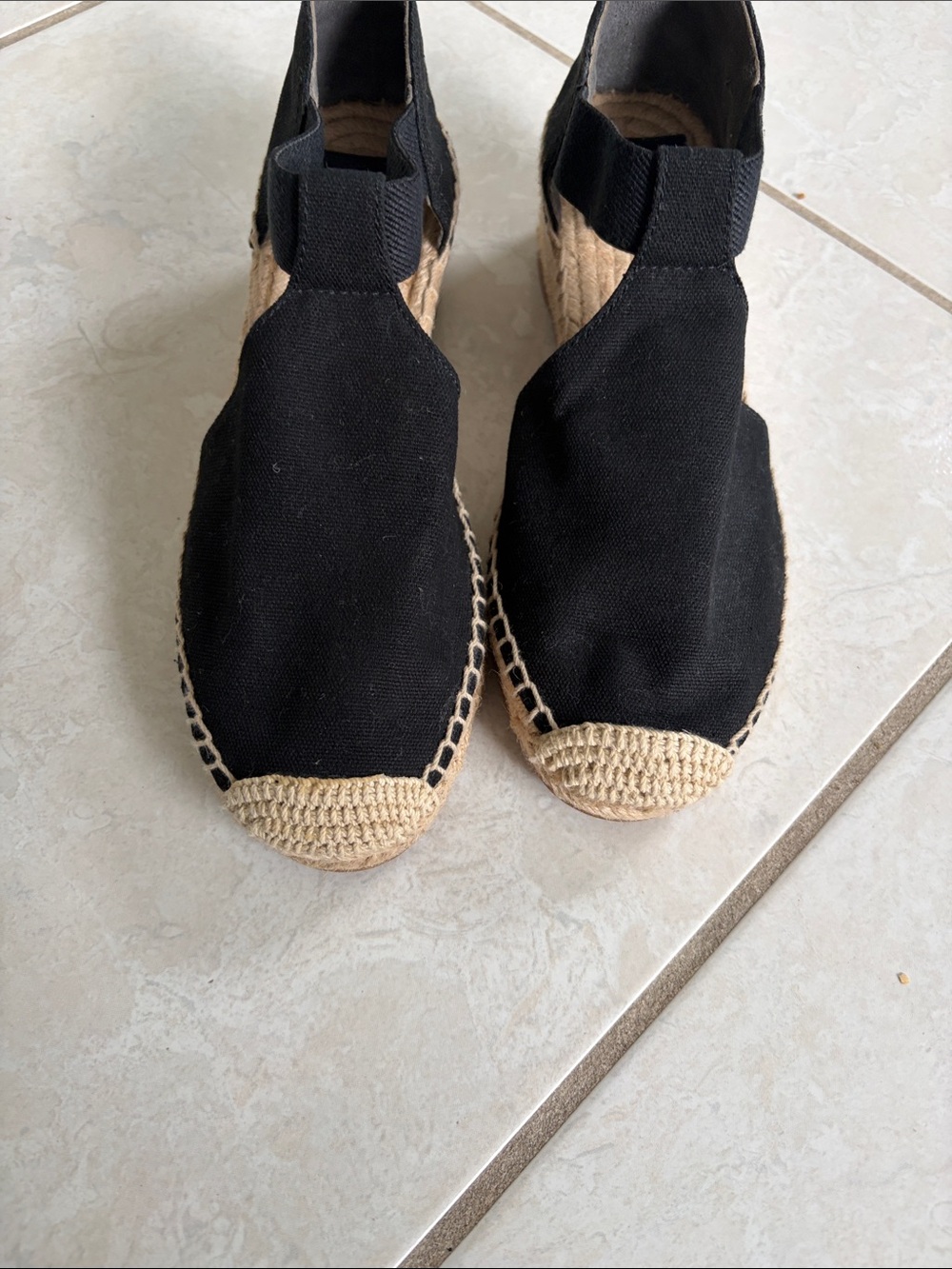 Tory Burch Black Canvas Espadrille Slip-On